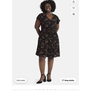 Terra & Sky Women's Plus Size Dress with Flutter Sleeves,